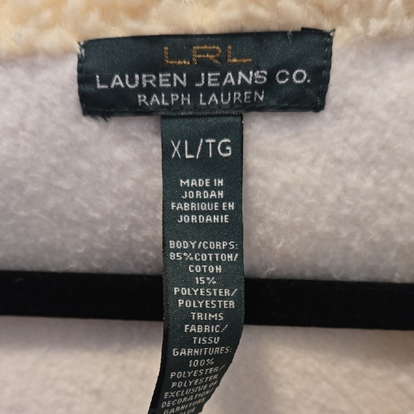 Lauren Ralph Lauren‎ LRL Y2k Sherpa Lined Toggle Jacket Cream XL Cozy Fleece - Picture 2 of 4